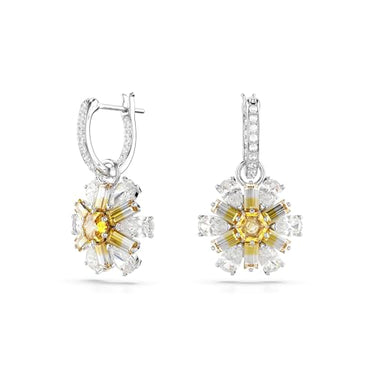 Swarovski Idyllia drop earrings, shell, blue, rhodium plated on sale